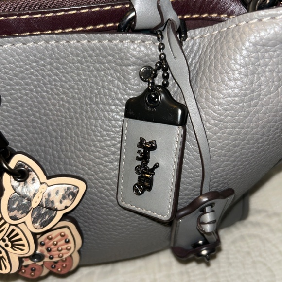 Coach 1941 Rogue 31 Stone Grey Leather Satchel with butterfly strap & charm - Picture 4 of 7